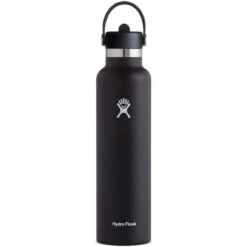 Hydro Flask 24 Oz Wide Mouth Isoleerfles + Flex Straw Dop - 710 Ml - Zwart