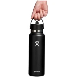 Hydro Flask 32 Oz Wide Mouth Isoleerfles + Flex Straw Dop - 946 Ml - Zwart -Sporten Buiten hydro flask 32oz wide mouth insulated bottle flex straw cap 946ml black 4 1443331